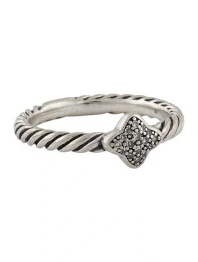 Pre-owned David Yurman Diamond Quatrefoil Stack Ring In Multi