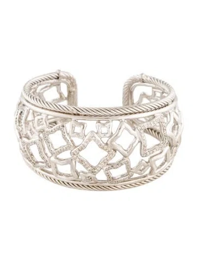 Pre-owned David Yurman Diamond Quatrefoil Wide Cuff, 6" In Multi