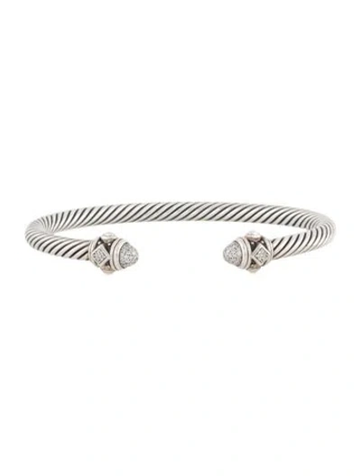 Pre-owned David Yurman Diamond Renaissance Cable Bracelet, 7.5" In Multi