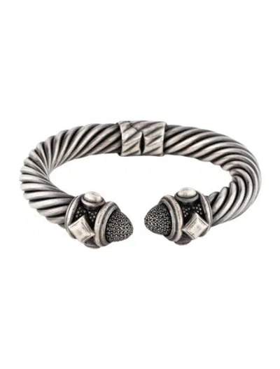 Pre-owned David Yurman Diamond Renaissance Hinged Cuff, 6.5" In Multicolor