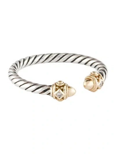 Pre-owned David Yurman Diamond Renaissance Open Band In Multi