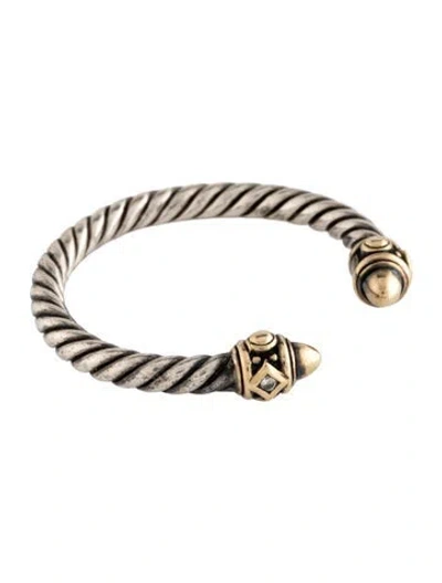 Pre-owned David Yurman Diamond Renaissance Open Band In Multicolor