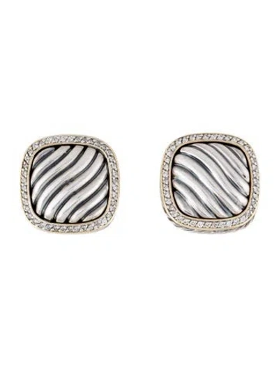 Pre-owned David Yurman Diamond Sculpted Albion Clip-on Earrings In Multi