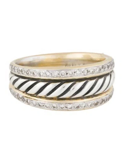 Pre-owned David Yurman Diamond Sculpted Cable Band In Multi