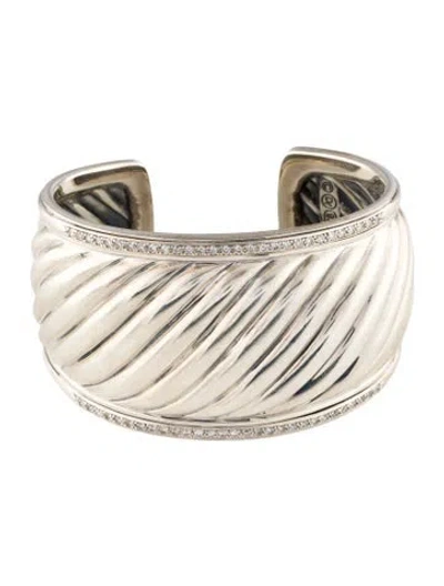 Pre-owned David Yurman Diamond Sculpted Cable Cuff, 6.25" In Multi