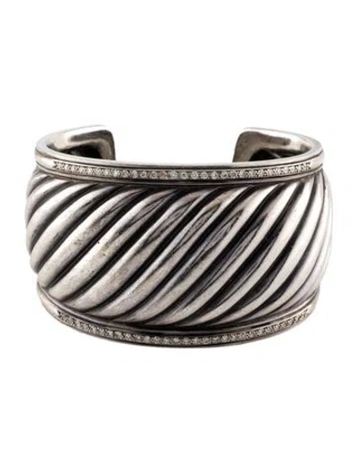 Pre-owned David Yurman Diamond Sculpted Cable Cuff, 6.25" In Multi