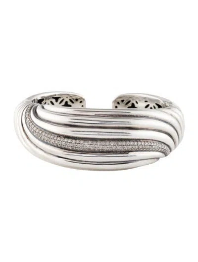 Pre-owned David Yurman Diamond Sculpted Cable Hinge Cuff, 6.5" In Multi