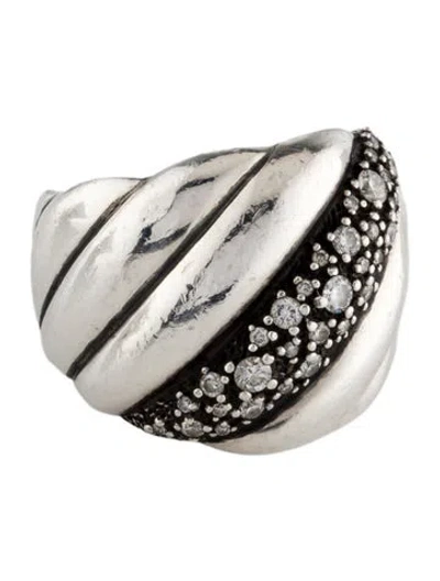 Pre-owned David Yurman Diamond Sculpted Cable Ring In Multi
