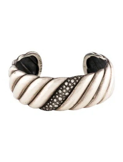 Pre-owned David Yurman Diamond Sculpted Cable Wide Cuff, 6.25" In Multi
