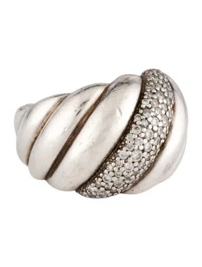 Pre-owned David Yurman Diamond Sculpted Cable Wide Ring In Multi