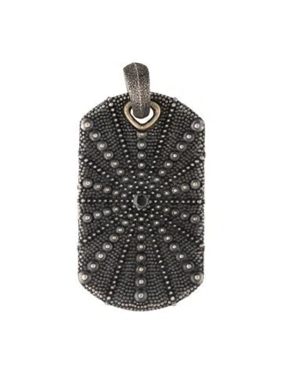 Pre-owned David Yurman Diamond Sea Urchin Dog Tag Pendant, 2" In Multi