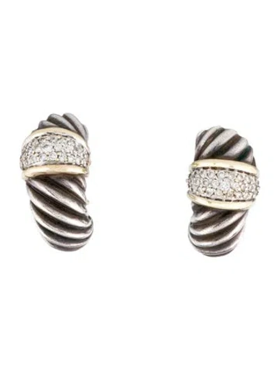 Pre-owned David Yurman Diamond Shrimp Earclips In Multi