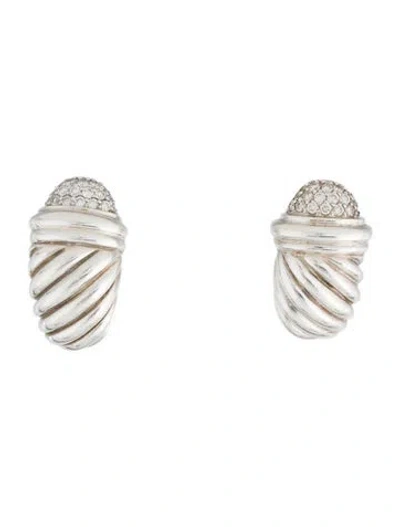 Pre-owned David Yurman Diamond Shrimp Earclips In Multi
