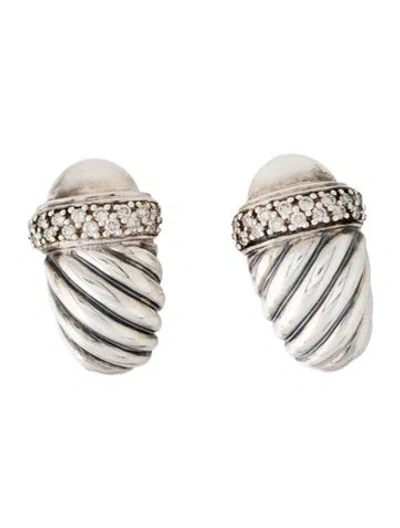 Pre-owned David Yurman Diamond Shrimp Earclips In Multi