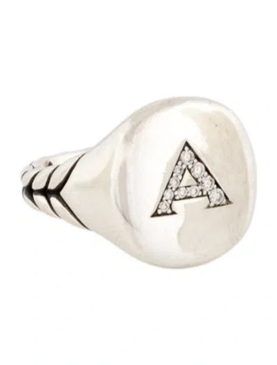 Pre-owned David Yurman Diamond Signet Ring In Multi