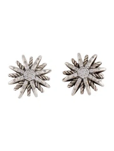 Pre-owned David Yurman Diamond Small Starburst Stud Earrings In Multi