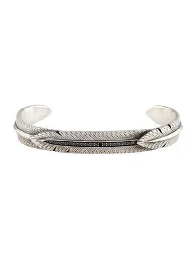 Pre-owned David Yurman Diamond Southwest Feather Cuff, 7.25" In Multi