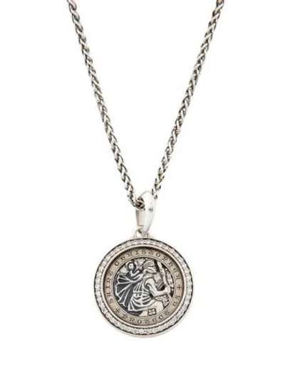 Pre-owned David Yurman Diamond St. Christopher Amulet Pendant Necklace, 26" In Multi