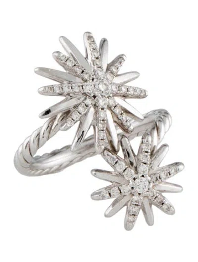 Pre-owned David Yurman Diamond Starburst Bypass Ring In Multi