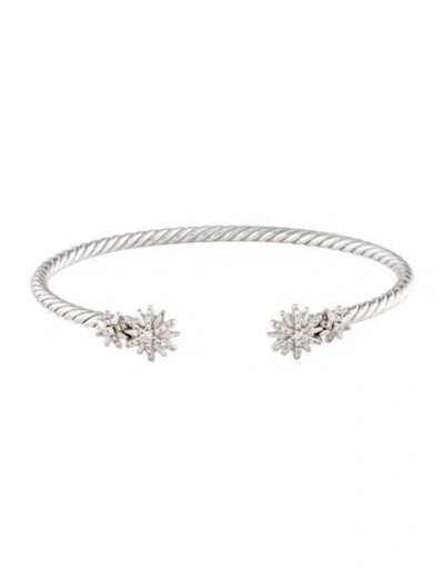 Pre-owned David Yurman Diamond Starburst Cuff Bracelet, 7" In Multi