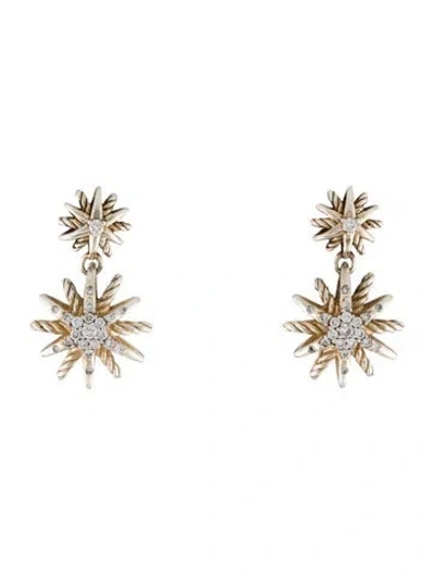 Pre-owned David Yurman Diamond Starburst Double-drop Earrings In Multi