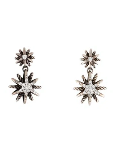 Pre-owned David Yurman Diamond Starburst Double-drop Earrings In Multicolor