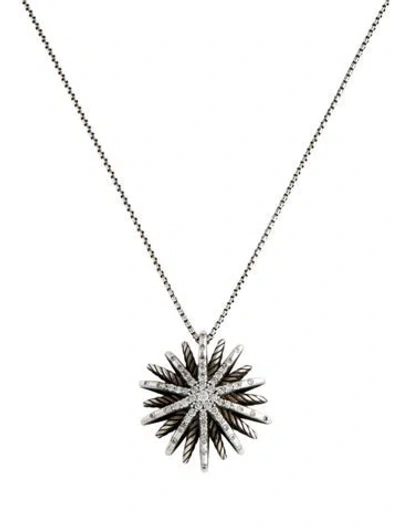 Pre-owned David Yurman Diamond Starburst Pendant Necklace, 20" In Multi
