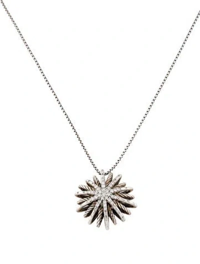 Pre-owned David Yurman Diamond Starburst Pendant Necklace, 20" In Multi