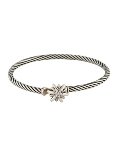 Pre-owned David Yurman Diamond Starburst Single Station Bangle, 6" In Multi