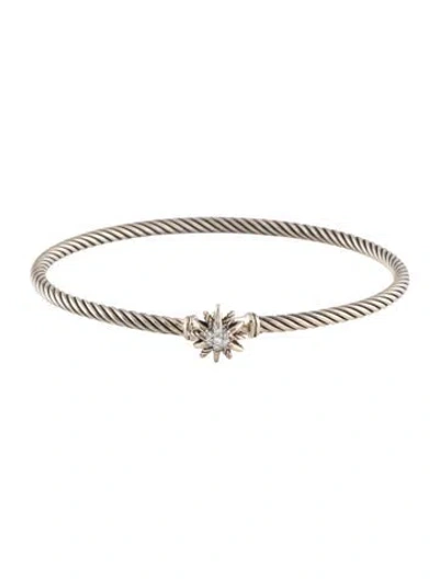 Pre-owned David Yurman Diamond Starburst Single Station Bracelet, 6.75" In Multicolor
