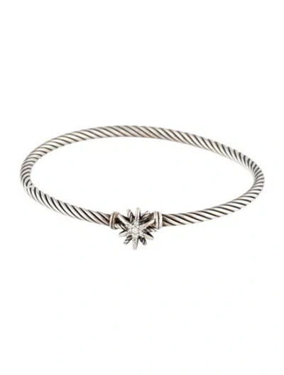 Pre-owned David Yurman Diamond Starburst Single-station Cable Bracelet, 6.25", 6.25" In Multi