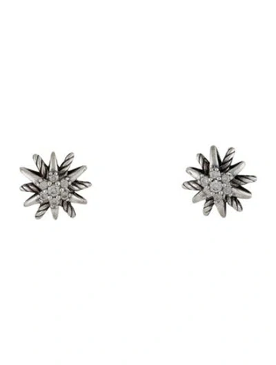 Pre-owned David Yurman Diamond Starburst Stud Earrings In Multi