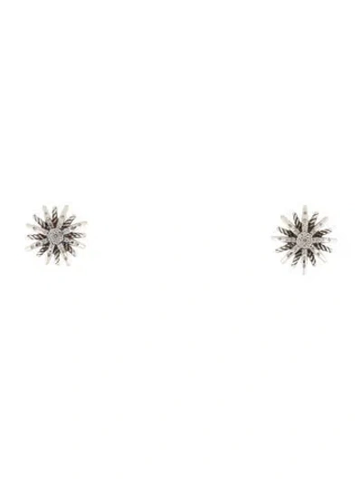 Pre-owned David Yurman Diamond Starburst Stud Earrings In Multi