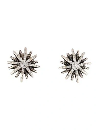 Pre-owned David Yurman Diamond Starburst Stud Earrings In Multi