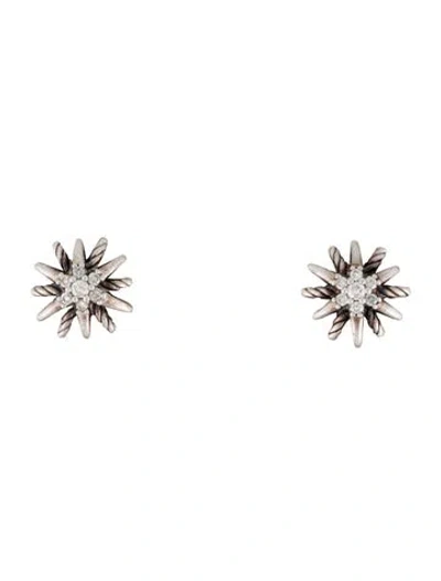 Pre-owned David Yurman Diamond Starburst Stud Earrings In Multi