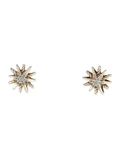 Pre-owned David Yurman Diamond Starburst Stud Earrings In Multicolor