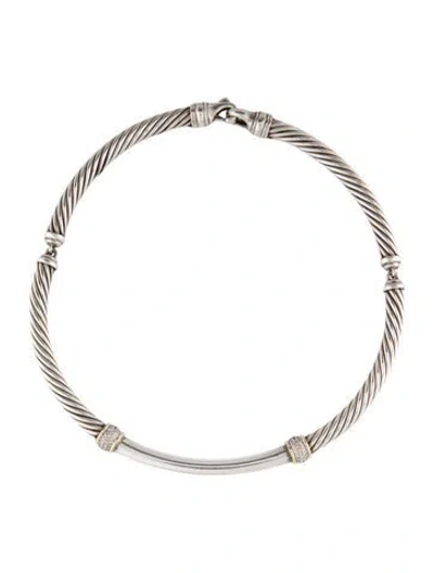 Pre-owned David Yurman Diamond Station Collar Necklace, 15" In Multi