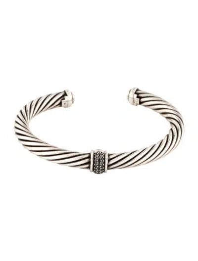 Pre-owned David Yurman Diamond Station Cuff, 6.75" In Multi