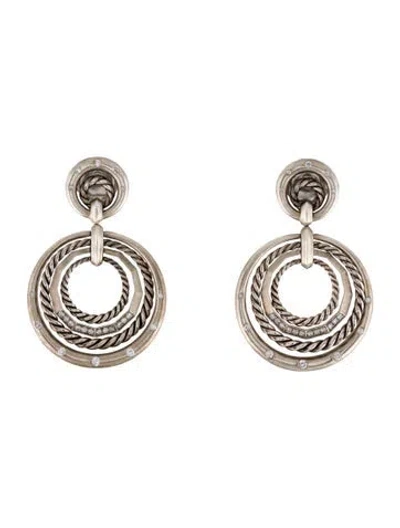 Pre-owned David Yurman Diamond Stax Drop Earrings In Multi