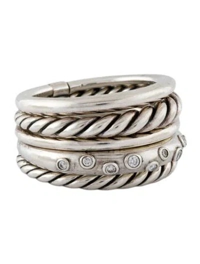 Pre-owned David Yurman Diamond Stax Five Row Ring In Multi