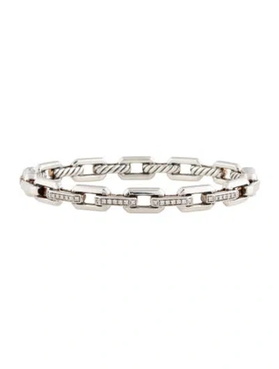 Pre-owned David Yurman Diamond Stax Pavé Chain Link Bracelet, 6.25" In Multicolor