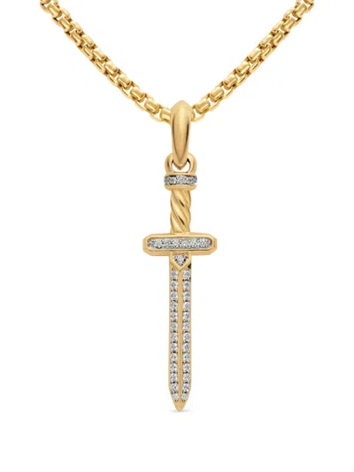 David Yurman Diamond Sword Amulet In Gold