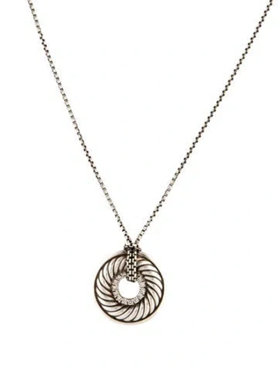 Pre-owned David Yurman Diamond Thoroughbred Cable Circle Pendant Necklace, 17.25" In Multi