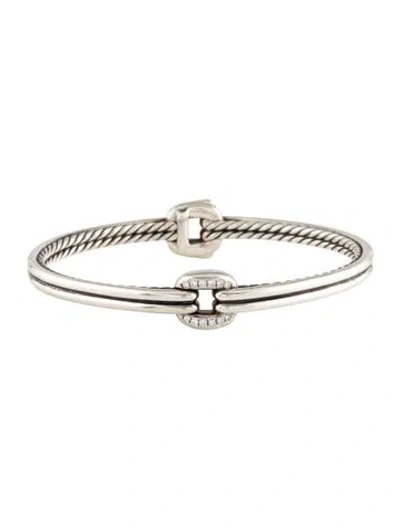 Pre-owned David Yurman Diamond Thoroughbred Center Link Bracelet, 6.5" In Multicolor