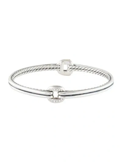 Pre-owned David Yurman Diamond Thoroughbred Center Link Bracelet, 6.75" In Multi