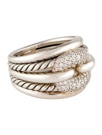 Pre-owned David Yurman Diamond Thoroughbred Cushion Link Band In Multi