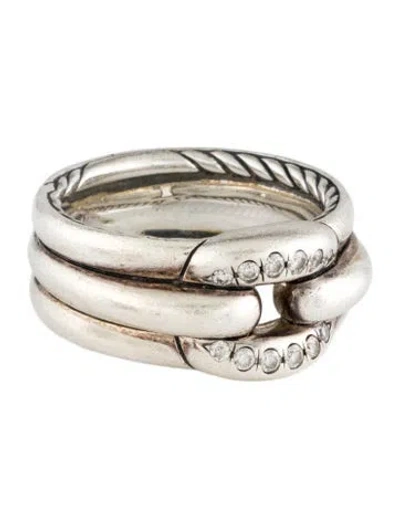 Pre-owned David Yurman Diamond Thoroughbred Cushion Link Ring In Multi