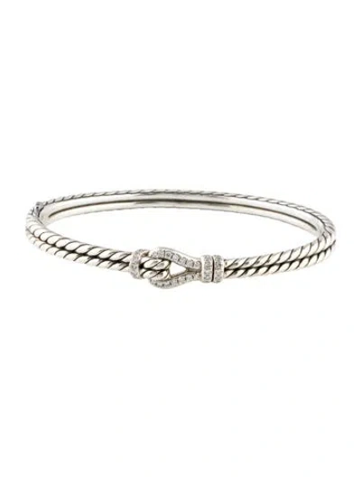 Pre-owned David Yurman Diamond Thoroughbred Loop Pave Bangle Bracelet, 6.5" In Multi