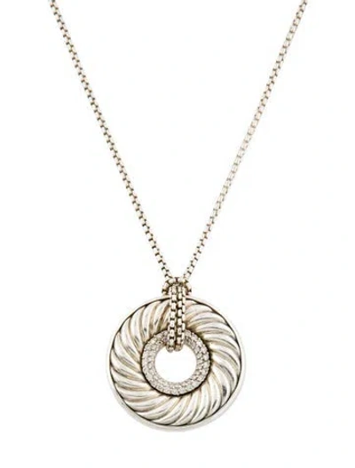 Pre-owned David Yurman Diamond Thoroughbred Pendant Necklace, 18" In Multi