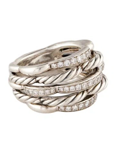 Pre-owned David Yurman Diamond Tides Band In Multi